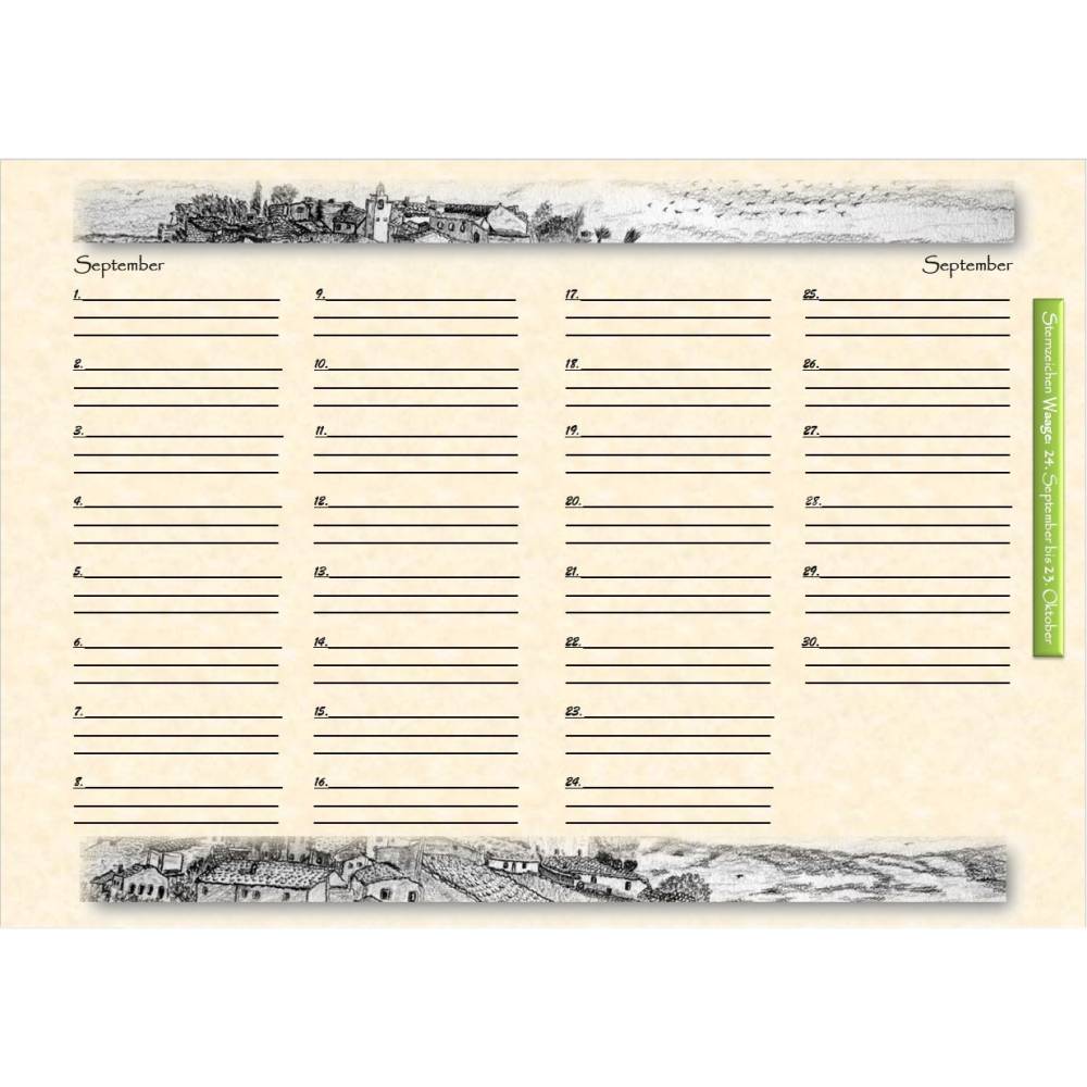 14-seitiger farbiger Geburtstagskalender - mit Sternzeichen,  PDF – DIN A4 zum Ausdrucken Bild 4