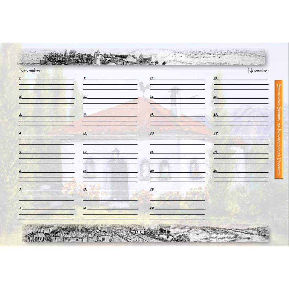 14-seitiger farbiger Geburtstagskalender - mit Sternzeichen,  PDF – DIN A4 zum Ausdrucken Bild 5