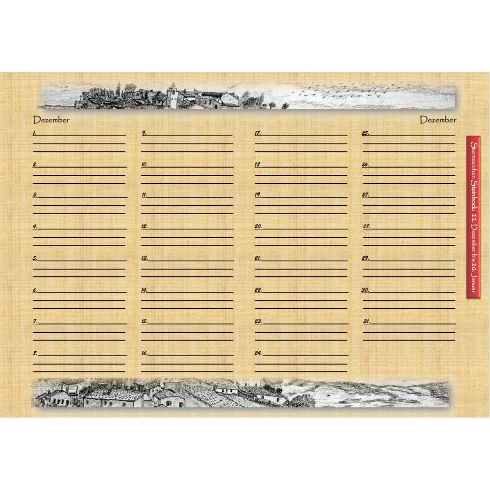 14-seitiger farbiger Geburtstagskalender - mit Sternzeichen,  PDF – DIN A4 zum Ausdrucken Bild 6