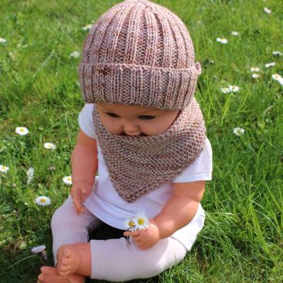 Anleitung: Baby Set Nr 1, Mütze und Halstuch stricken in 2 Größen