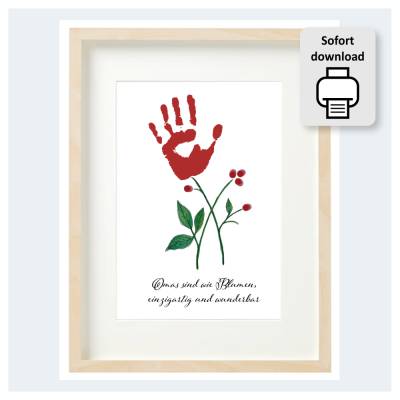 Handabdruck für Opa Oma, Ausdrucken basteln, 6 Sprüchen, DIY Enkel-Kinder, DIN A4 JPG download