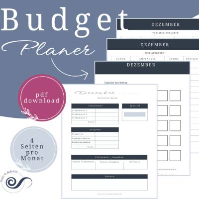 Budget Planer zum ausdrucken, Finanzplan, Haushaltsplan, Einnahmen Ausgaben Übersicht, Sparchallenge