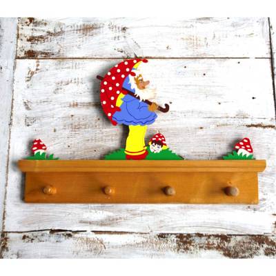 Vintage Garderobe für Kinder Zwerg und  Fliegenpilz