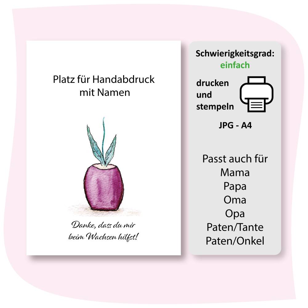 Erzieherin Geschenk Handabdruck, Danke, dass du mir/uns beim Wachsen geholfen hast, JPG download Bild 2