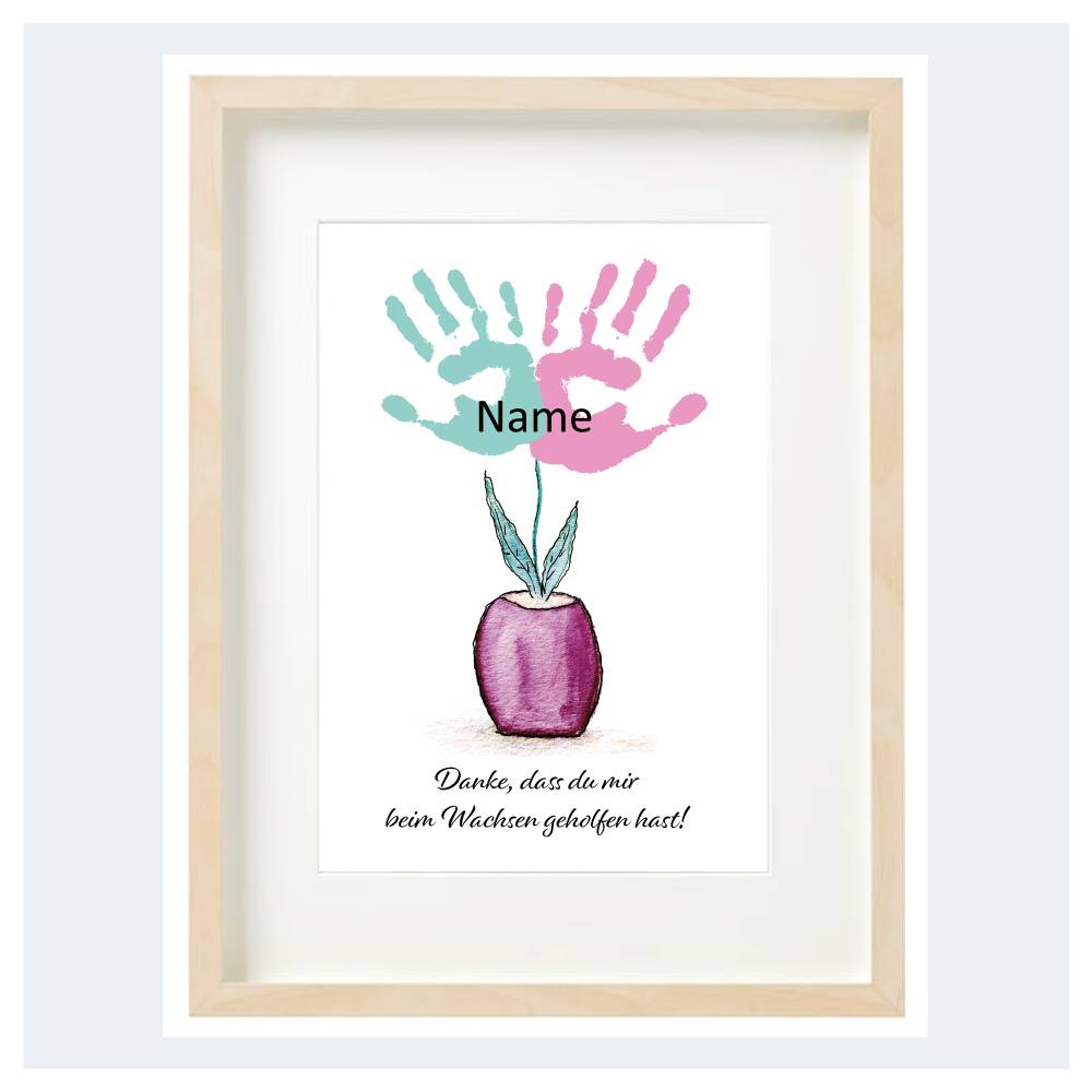 Erzieherin Geschenk Handabdruck, Danke, dass du mir/uns beim Wachsen geholfen hast, JPG download Bild 6