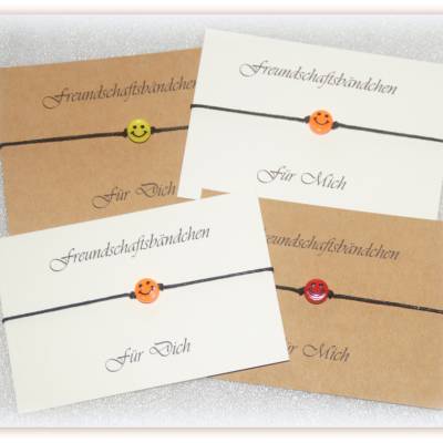 2er Set Freundschaftsbändchen Smile, Freundschaftsarmband Lächeln Farbwahl