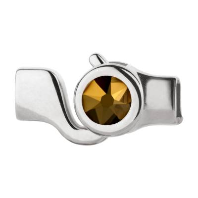 Zamak Hakenverschluss antik silber mit Kristallstein Crystal Dorado 7mm (ID 5x2) 999° antik versilbert