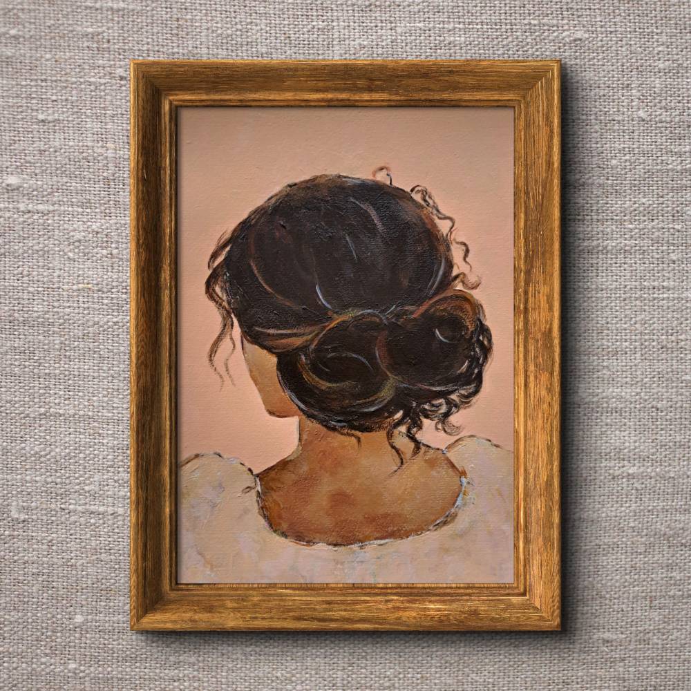 Frauenkopf Acrylbild A4 Vintage Wandbild