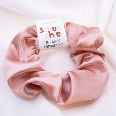 Scrunchie Satin Rose Haarband Blush Pink - handgenähter Haargummi - Zopfgummi Silk hair tie haar-schonender Scrunchie 