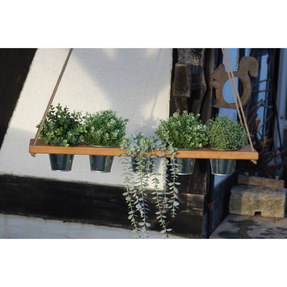 Blumenampel, Kräuterbrett Fensterdeko, Hängeampel recycelte Eiche
