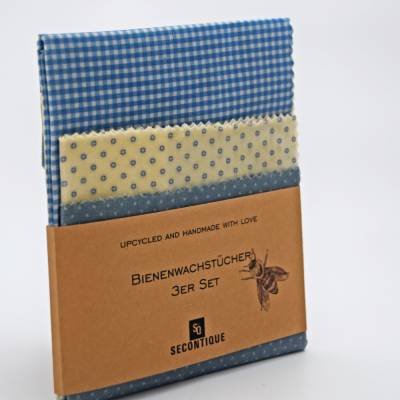 Bienenwachstücher 3er Set – Nachhaltige Bio Baumwolle, Frischhalte-Alternative