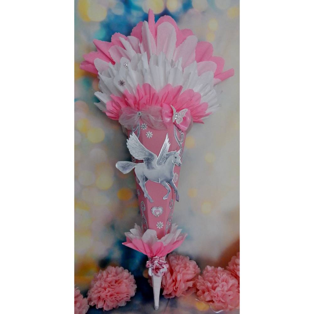 Schultüte aus Stoff flieder mit Name Delfin Zuckertüte 70cm oder 85cm lila