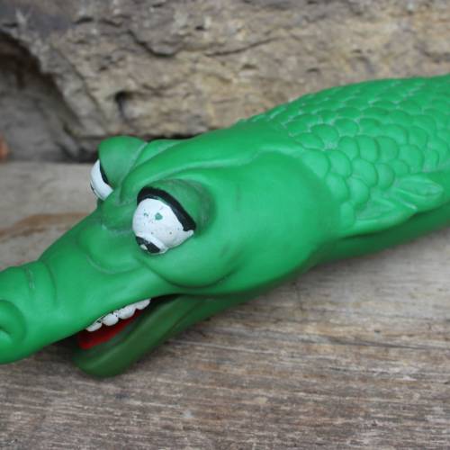Krokodil Handpuppe Kunststoff Vintage 70er Jahre