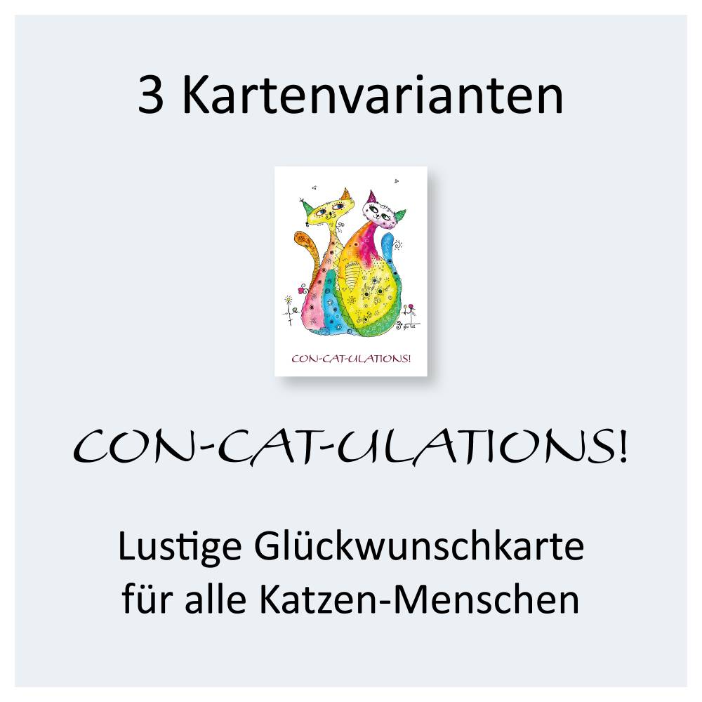 Glückwunschkarte zum Ausdrucken Katzen CON-CAT-ULATIONS! – DIY Postkarte & Klappkarte - PDF/JPG Bild 2
