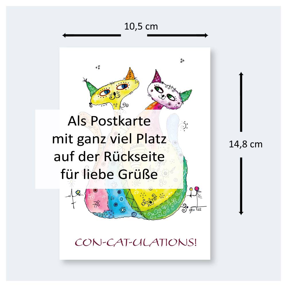 Glückwunschkarte zum Ausdrucken Katzen CON-CAT-ULATIONS! – DIY Postkarte & Klappkarte - PDF/JPG Bild 4