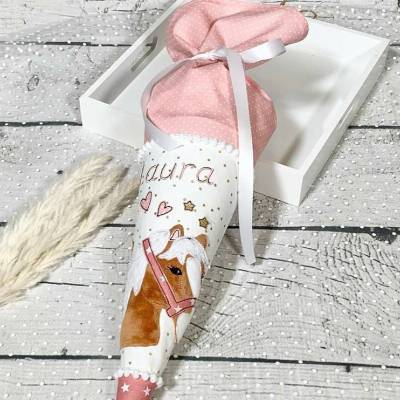 Mädchen Schultüte Geschwistertüte Pferd Lulu aus Stoff 35 cm