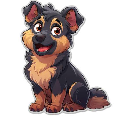 Bügelbild Schäferhund | DTF Druck | Cartoon Style