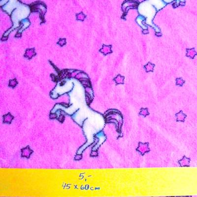 Stoffrest - Reststoff - Reststück - Stoff - Plüsch - rosa - Einhorn