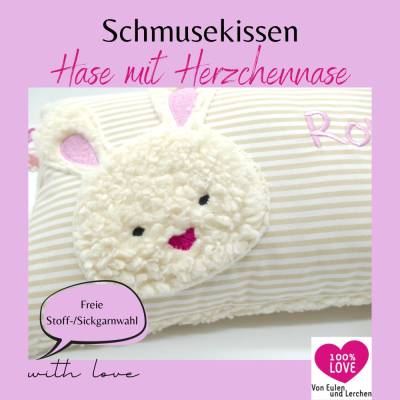 Hasenkissen Kuschelkissen Hase mit Herznase Taufkissen Geburtskissen - Schmusekissen Kissen mit Namen