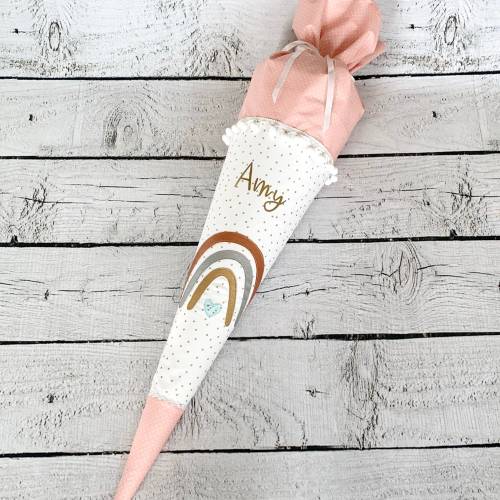 Mädchen Schultüte Regenbogen gold aus Stoff 70 cm