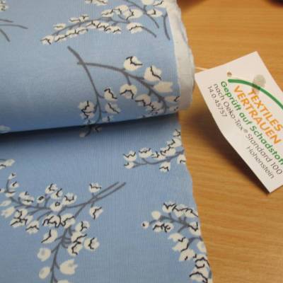 Baumwolljersey Blumen Maiglöckchen hellblau Oeko-Tex Standard 100(1m/7,00€)