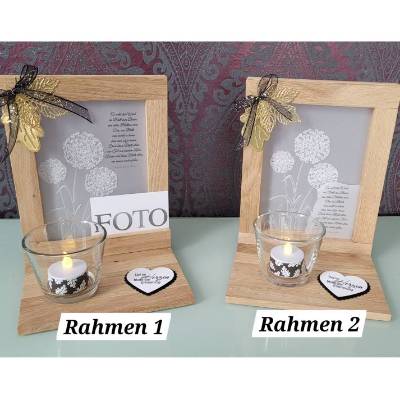 Gedenklicht, Trauerlicht, Geschenk für Trauernde mit Teelichtglas und LED Teelicht