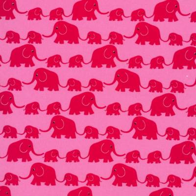 Westfalenstoffe Junge Linie pink rote Elefanten 25cm x 25cm 100% Baumwolle Webware Druckstoff