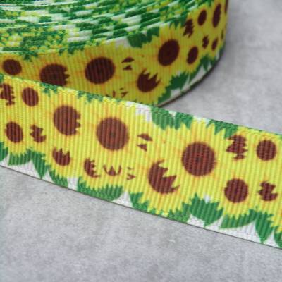 Sonnenblume Ripsband 22 mm – Borte zum Nähen & Basteln, Sonnenblumen-Motiv