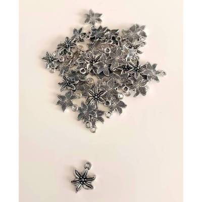 5 Stück Anhänger Charms Blume Edelweiss 