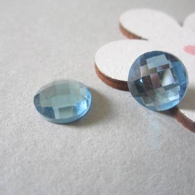 6 facettierte Glas Cabochons 12 mm Durchmesser Hellblau