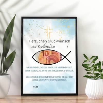Geldgeschenk Konfirmation für Fotorahmen | Personalisiert | zum selbst ausdrucken | Geschenkidee Digitaler Download