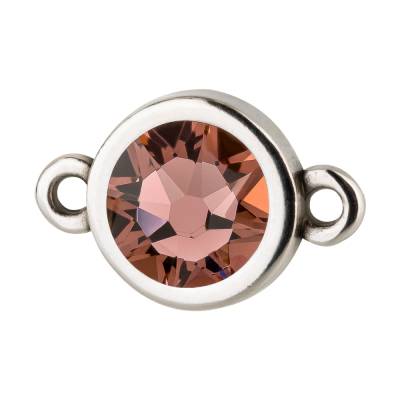 Verbinder antik silber 10mm mit Kristallstein in Blush Rose 7mm 999° antik versilbert Freundschaftsarmband