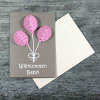 3D-Klappkarte **Baby rosa** von ZWEIFARBIG mit Kuvert Geburtskarte Tochter Glückwunschkarte