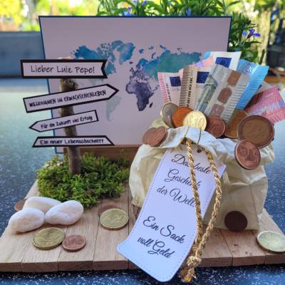 Geldgeschenk zur Jugendweihe, ein Sack voller Geld, besondere Geschenkidee 
