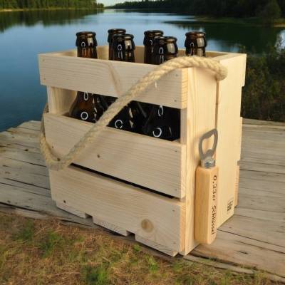 Männerhandtasche 6er natur, Bierträger, Vatertag, Geschenk, Flaschenträger, Grillabend, Party