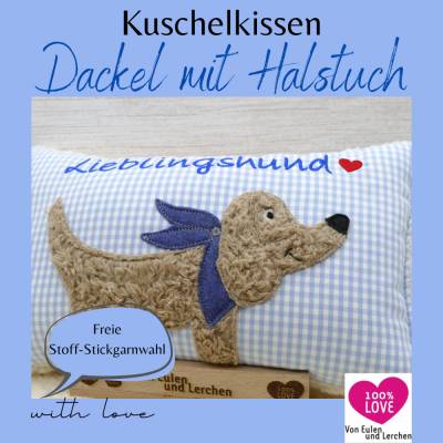 Kuschelkissen  Dackelkissen Hund Dackel Teckel  Wunschnamen Taufkissen Geburtskissen - Schmusekissen Kissen mit