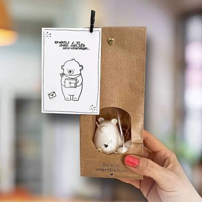 Geschenkset "Du bist unentBÄRlich" | Raysin Bär & Herz inkl. Mini-Grußkarte