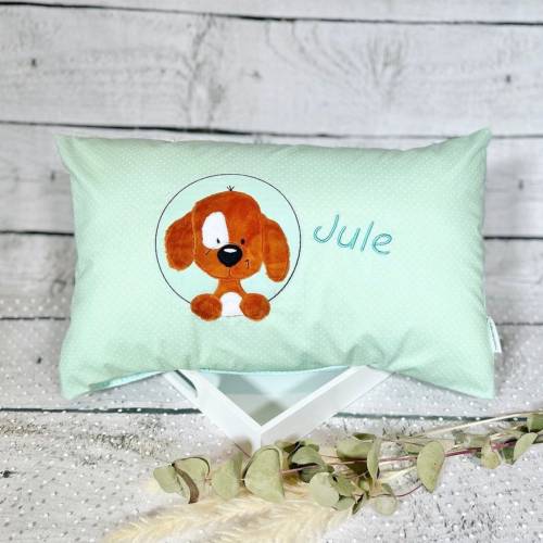 Kissen Namenskissen Hund Fridolin Name Kissenbezug 30 x 50 cm Rückseite Waffelpique personalisiert