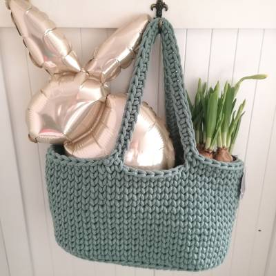 Gehäkelte Handtasche, Shopper, Tasche aus recycelter Baumwolle 