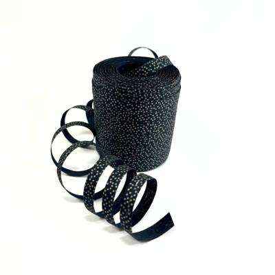 Eco Geschenkband SCHWARZ mit Goldpunkten kompostierbares Dekoband METERWARE Verpackungsmaterial Geschenkverpackung