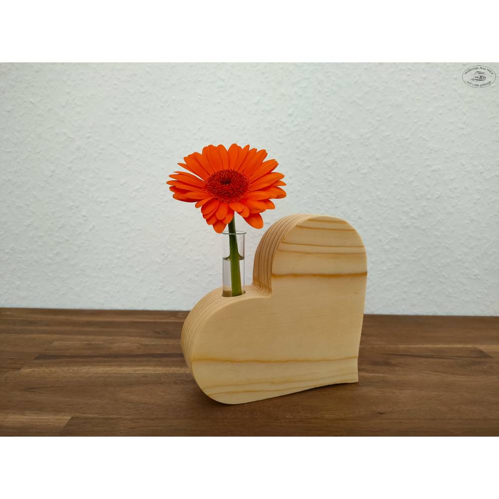 Dekoherz-Vase mit Reagenzglas aus Fichtenholz