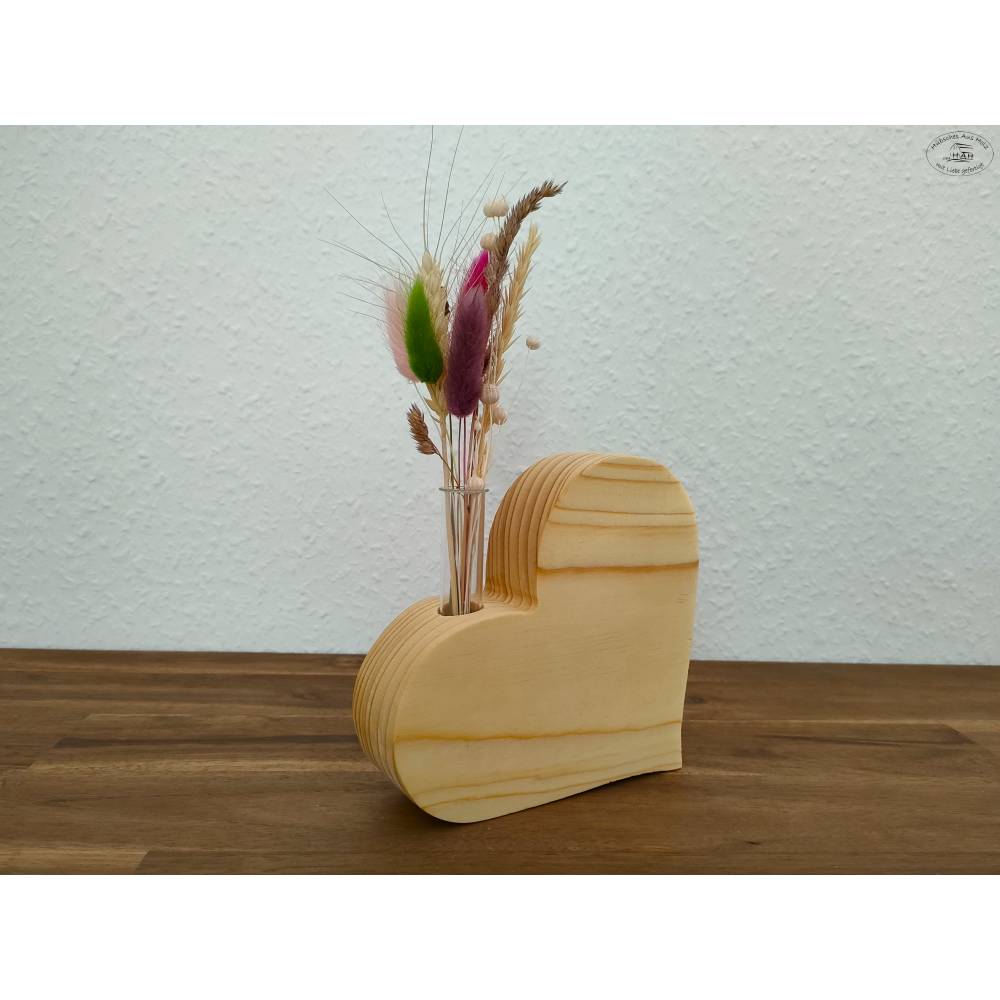 Dekoherz-Vase mit Reagenzglas aus Fichtenholz