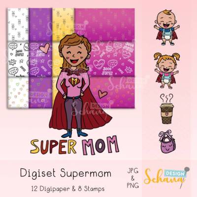 Supermom Digiset Superheldin zum Muttertag