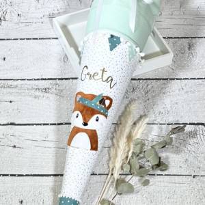 Mädchen Schultüte mit flauschigem Fuchs Fuchsmädchen Foxi aus Stoff 70 cm