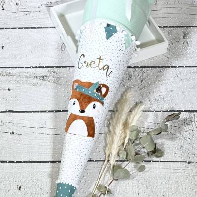 Mädchen Schultüte mit flauschigem Fuchs Fuchsmädchen Foxi aus Stoff 70 cm