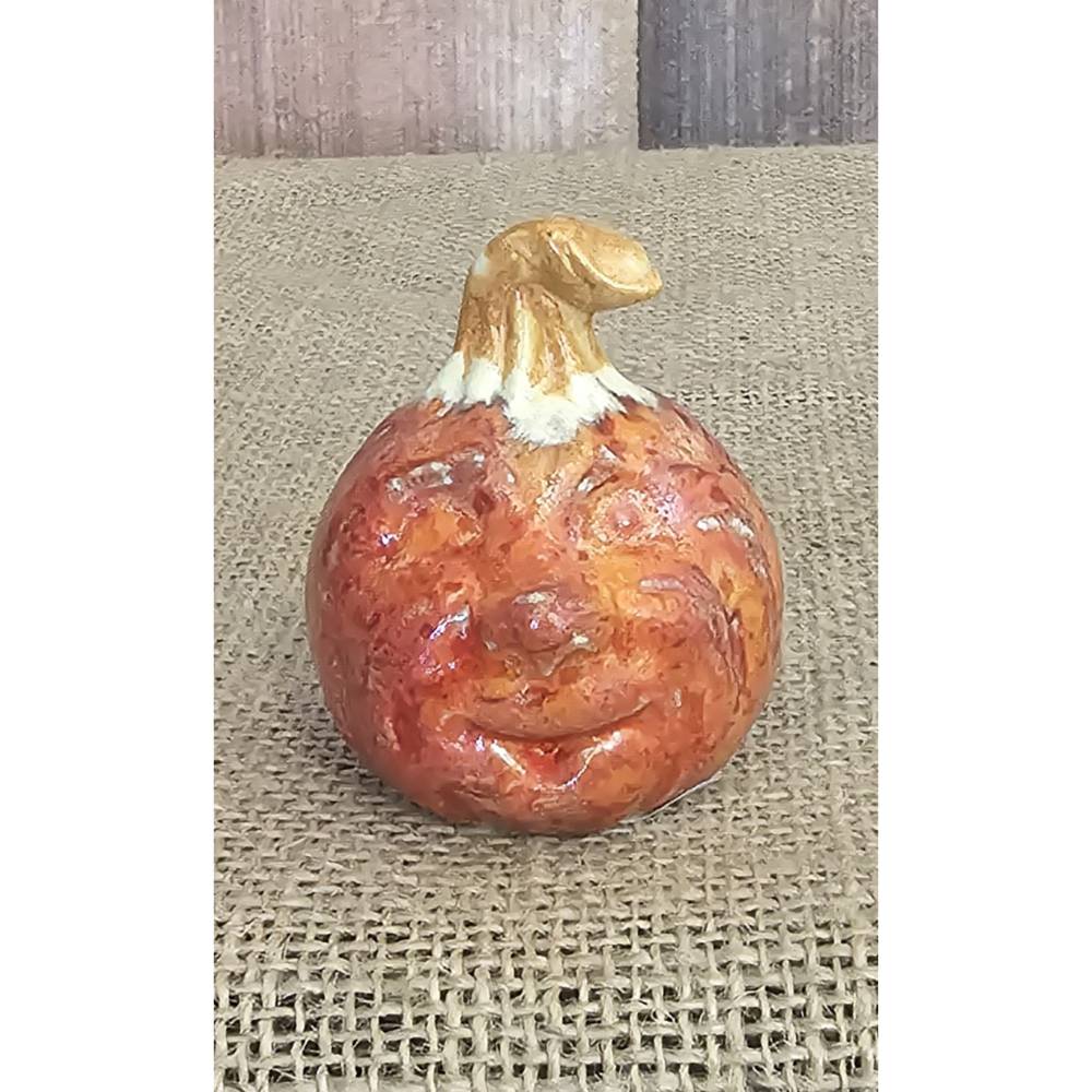 Keramik Kürbis - Deko Obst/Gemüse - Kürbis mit Gesicht