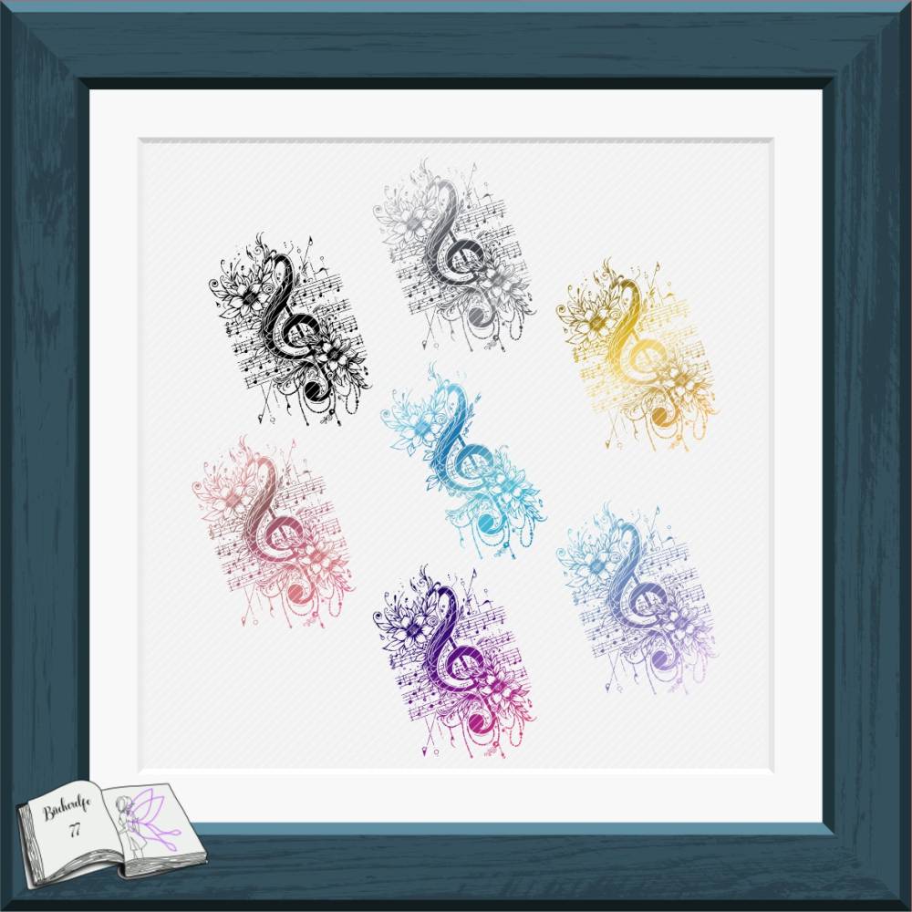 Digiset Blumen Notenschlüssel – SVG, PNG & Digipapier für Plotten und Sublimation Bild 2