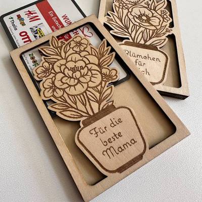 Hülle für Geschenkgutschein „Blumenvase“ Variante C, mit Wunschtext, Geldgeschenk, personalisiert