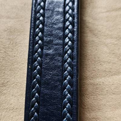 Kunst-Lederriemen, blau, 5 Meter, breit 25 mm, flach