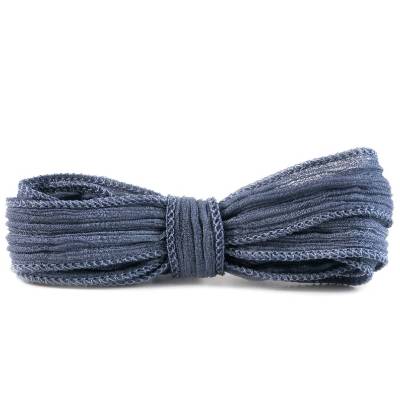 Seidenband Crinkle Crêpe Jeansblau 1m 100% Seide handgenäht handgefärbt Schmuckband Wickelarmban